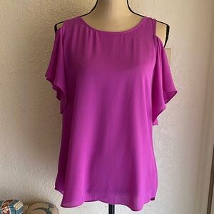 Thalia Sodi Vibrant Purple Blouse with Cold Shoulder